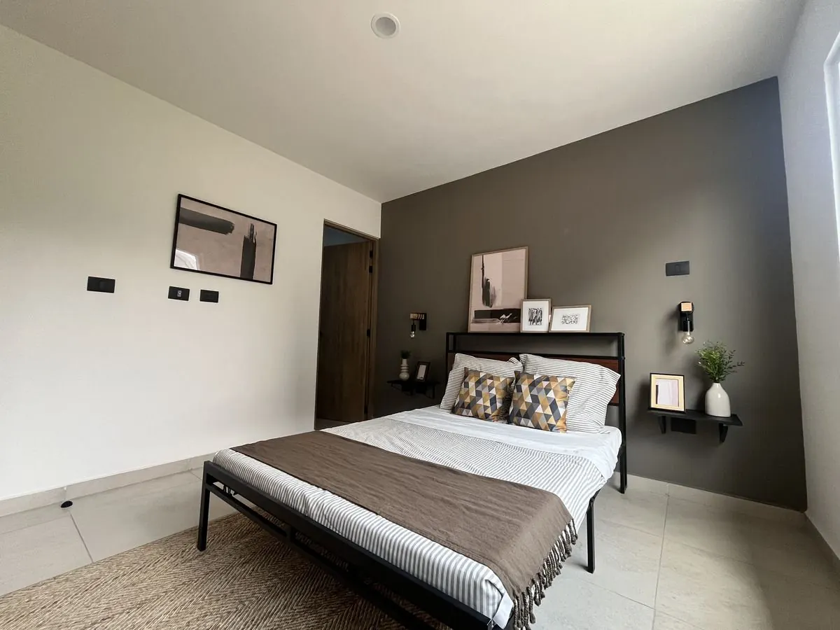 Recámara principal del departamento Nogal 1 de 2 recámaras en Querétaro